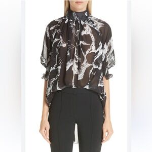 Adam Lippes Horse Print Pebble Chiffon
Blouse sz 10